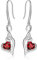 Geburtsstein Unendlich Ohrringe für Damen- Qings 925 Sterling Silber Januar Granat Unendlichkeit Herz Zirkonia Baumeln Tropfen Edelstein Ohrstecker Weihnachten Geburtstag Infinity Schmuck Geschenke
