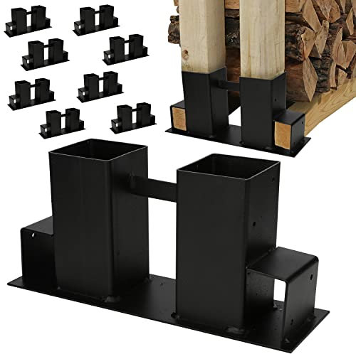 Ansobea Holzstapelhilfe Aussen 8er Set Holzlager, Stapelhilfe für Brennholz, Holzstapelhalter für Kaminholz Stabile Brennholz Stapelhilfe, für innen und außen, Schwarz