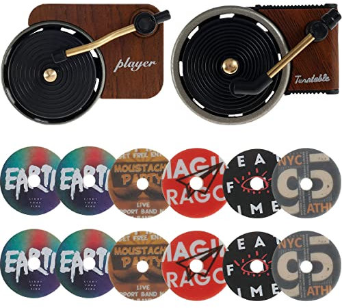 Muross 2Pcs Car Air Freshener Record Player Retro Car Air Diffuser with Clip Record Player Shape 12 Pcs Car Aromatherapy Tablets Aromatherapy Replacement Pads Aromatherapy Diffuser for Car Home Office
