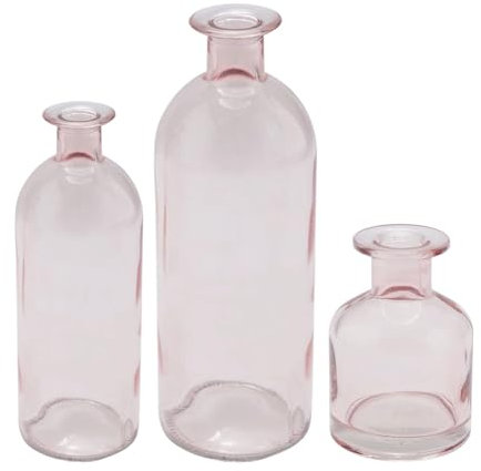 ZauberDeko Vase Rosa Glas Blumenvase Dekovasen 3 Fach Sortiert