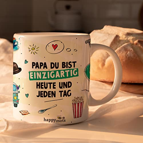 HappyMots Originelle Mug aus hochwertiger Keramik zum Verschenken | Frühstückstassen | Geeignet für Mikrowelle und Spülmaschine | Lustige Tassen | Vatertagsgeschenk