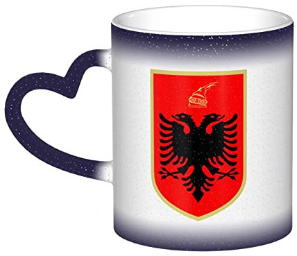 LOUJIN Tasse mit Wappen von Albanien, Sternenhimmel-Tasse, Kaffeebecher, Thermo-Farbwechsel, einzigartige Reisebecher, 340 ml