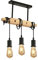 Toolight Lámpara Colgante Industrial, Lámpara de Techo de Madera, E27 Luz de Techo Interior Regulable Vintage para Salón Cocina Dormitorio (Bombilla no Incluida)