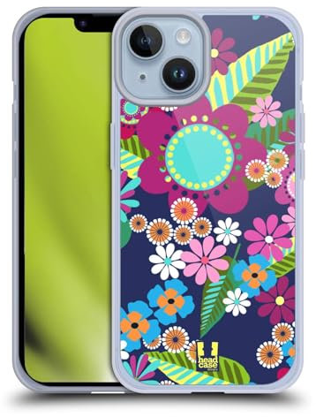 Head Case Designs Blu Notte Ornamenti Botanici Cover in Morbido Gel Compatibile con Apple iPhone 14