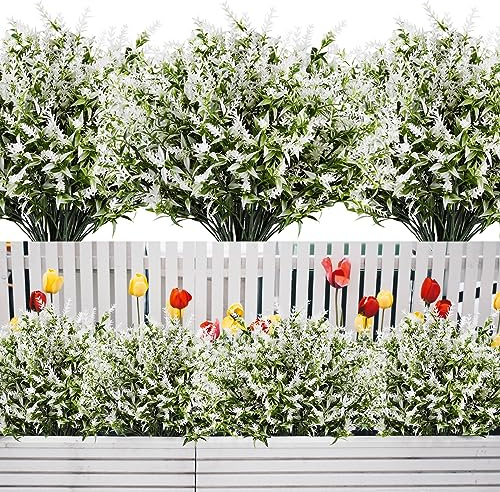 12 Pezzi Fiori Finti da Esterno Fiori Finti per Decorazioni Piante Finte da Esterno Interno Resistenti ai Raggi UV Fiori Artificiali di Lavanda Piante Artificiali per Balcone Casa Giardino Matrimonio