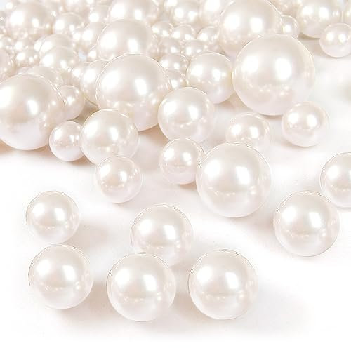 GLBYUNN 160 piezas de perlas para relleno de jarrón y geles de agua transparentes, sin agujero, perlas para Navidad, boda, centro de mesa, decoración del hogar (marfil)
