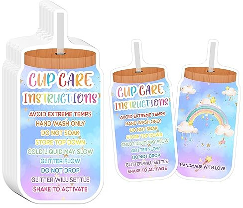 YHNTGB 270 Pieces Tumbler Cup Care Instructions Cards Packaging Customer Direction Card Cute Package Insert supplies for Tumbler, Cup, Mug Small Business Online Shop Owner