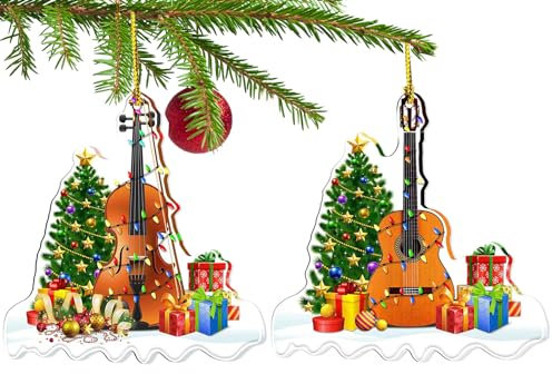 2 Stück Anhänger Weihnachtsbaum, Musikinstrument Weihnachtsbaum Charme Christmas Decorations, Weihnachtsbaumschmuck, Weihnachtsbaum Deko, für Kinder, Musikliebhaber