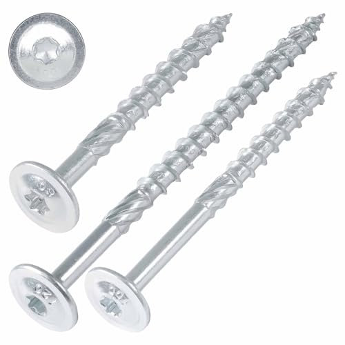 SCREW REBEL Tellerkopfschrauben 6,0 x 140 mm, 100 Stück, hell verzinkt - Universalschraube mit Doppelspiralgewinde, Holzbauschraube mit TX30 Antrieb und ETA Zulassung