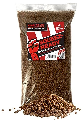 Fjuka Squeez-Ready Method Pellet 2mm | Ready-prepped Method feeder pellet | Carp, F1s, tench, bream etc | 500g Bag