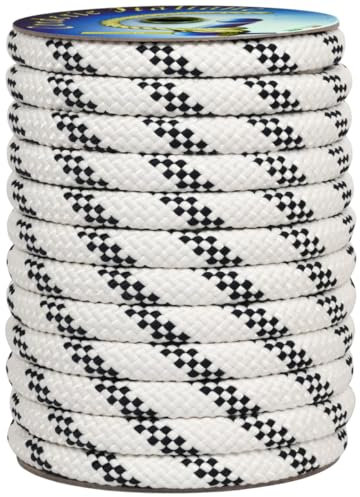 Corderie Italiane 006092094 Treccia mare corda multiuso giardino e fai da te, stabilizzato ai raggi U.V. resistente a intemperie e agenti atmosferici, 30 mm, 20 mt, colore bianco con spia blu