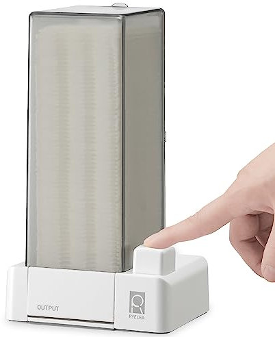 Ryelea Wattepadspender, Mit 55 Wattepads, Automatisch Drückender Wattehalter zum Abschminken, Optional zum Aufhängen an der Wand, Geschlossenes Design, Staubdicht, Hygiene (Grau)