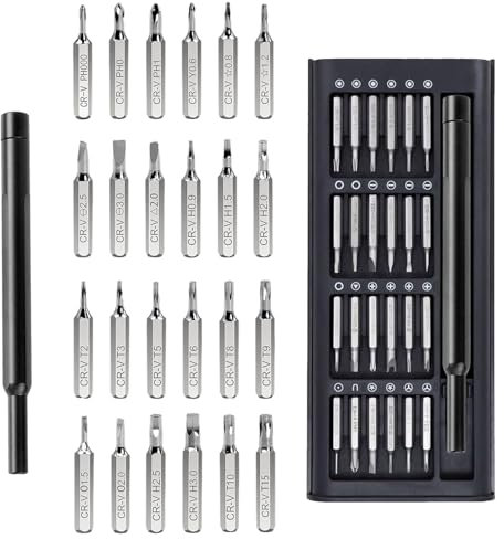 25 in 1 Precision Mini Magnetic Screwdriver Set, Mini Repair Torx Screw Driver Tool with 24 Kit Bits, Multi DIY Small Hex Torx Star Screwdriver Kit, Repair for Smartphone Watch PC Laptop, PS5, Switch