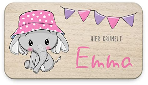 Frühstücksbrettchen aus Holz für Kinder personalisiert - Skandinavisches Buchenholz naturbelassen - Holzbrett mit Wunschnamen - Geschenk Einschulung, Mitbringsel, Kindergeburtstag, Gastgeschenk