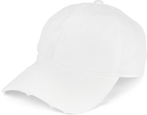styleBREAKER Unisex Baseball Cap Destroyed Look mit Rissen, 6 Panel Cap Einfarbig, Basecap Schnalle verstellbar 04023092, Farbe:Weiß