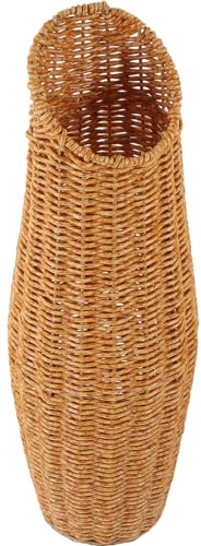 Geflochtene Bodenvase aus Kunststoff für Blumen, Dekorativ | Rattanoptik, Schlicht und Elegant, für Zuhause, Büro oder Wohnheim, als Deko und Fotorequisite