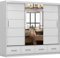 Fabryka Mebli Idźczak Kleiderschrank mit Spiegel grau -Schwebetürenschrank - Schlafzimmerschrank - 61 x 250 x 218 cm - Wohnzimmerschrank - Garderobenschrank Schrank mit Zwei Türen, 4 Schubladen