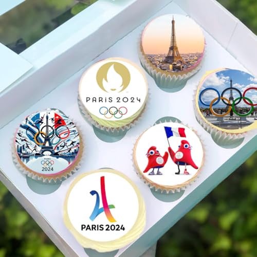 Pre-Cut Olympic Games Edible Stand up Wafer Paper Cupcake Toppers Cake Decorations Party Olympics Paris 2024