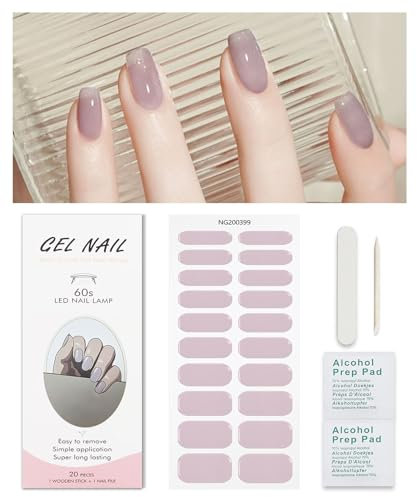 Nagelfolie Einfarbig Creme Violett, KALEFUL Gel Nail Nagelfolien Selbstklebend Uv Härtend Nail Art Sticker Dekoration Nageldesign Zubehör