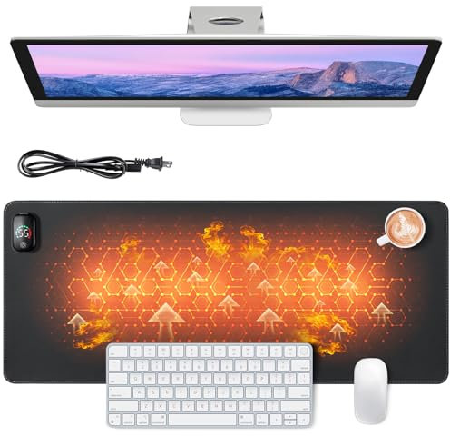 Bublonics Heated Mouse Pad, Desk Pad,Office Desk Mat,Warm Desk Pad with 3 Levels Heating,Foot Warmer Pad for Game Office(Upgrade Version,Black,31.5 x 13)