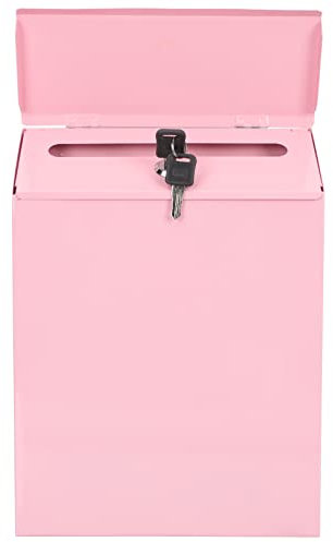 NULYLU Box Mailbox with Lock Box Topper Mail Holder Indoor Mail Letter Supply Post Money Collection Jar Wall Stickers Outdoor Home Parcel Drop Accessories for Letter Accessory Iron Pink