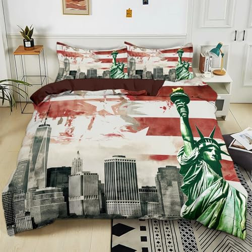 Generisch Bettwäsche 135x200 cm Architektur In New York Usa Bettbezug mit Reißverschluss Weiche Baumwolle Mikrofaser Bettwäsche-Sets für Kinder Jungen Mädchen Jugendliche
