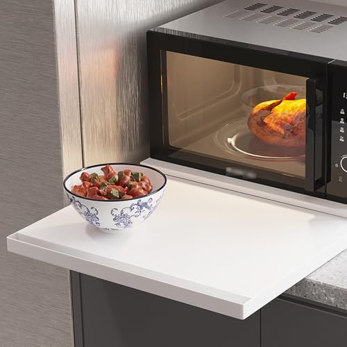 TRWWFEXO Gestell für Mikrowellenherd, Ausziehbare Ablage Aus Kohlenstoffstahl mit Soft-Close-Schiebefunktion und Vollauszug, Ausziehbare Schubladen für Die Küche(White,1pcs)