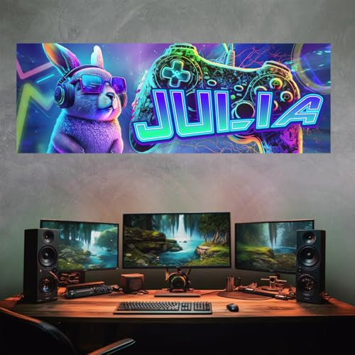 tjapalo® zp Bild Gamerhase Gamer poster mit Namen personalisiert gaming Wanddeko gamer Bild für die Wand Wandbild Jugendzimmer gamer Poster gaming zimmer Bilder für Teenager, Farbe: zp103