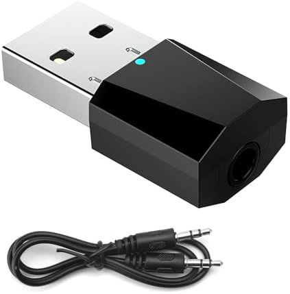 Adattatore Bluetooth ricevitore Bluetooth portatile USB 5.1 con cavo audio da 3,5 mm ricevitore audio con uscita AUX/USB ricevitore per impianto stereo auto TV