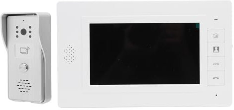 Video Intercom System, 7 Inches Video Doorbell Door Phone System, 1 to 1, Video Door Phone Kits Support Monitoring, Unlock, for Home Hotel Office (UK Plug)
