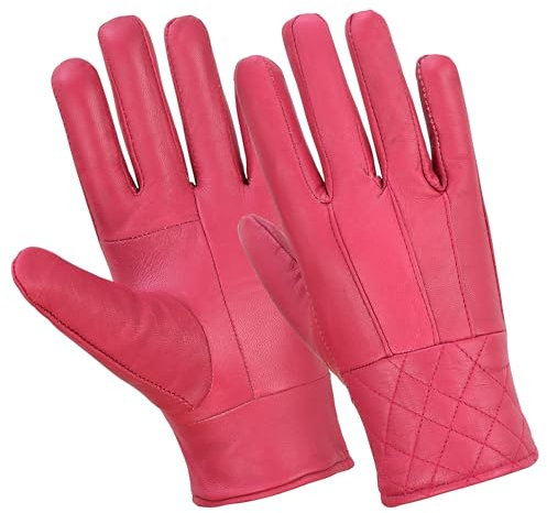 Home-Kitchen-Pets Damen-Lederhandschuhe, weich, stilvoll und warm, für Winter, Fahren und Outdoor, erhältlich in den Größen S/M und M/L, rose, S-M