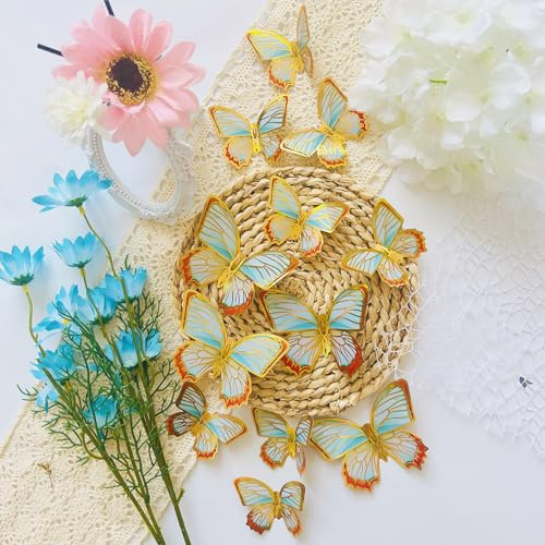 36 Stück Butterfly Aufkleber Schmetterling Wanddeko, Wandtattoo Schmetterlinge, 3D Schmetterlinge Deko, Butterfly Wandsticker, Schmetterlinge Aufkleber für DIY Wandkunst Handwerk (GrüN)