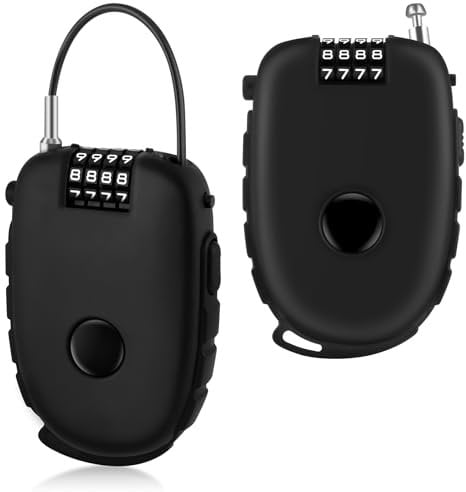 Ainiv 2PCS 4-Digit Cable Lock Combination, 75cm Stainless Steel Core Retractable Bike Lock, Flexible Ski & Security Password Locks, Strong Wire Locks for Luggage, Helmets, Suitcases, Bike, Snowboard