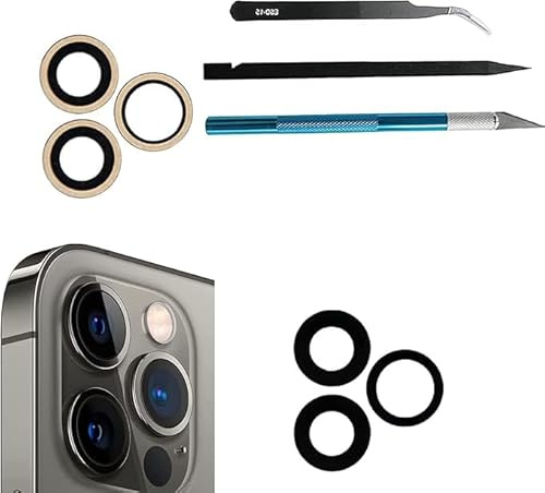 PeiDog Lentille en Verre de Remplacement pour caméra arrière iPhone 12 Pro | avec Adhésif Pré-installé +Kit D'outils de Réparation(pas pour 12 Pro Max)