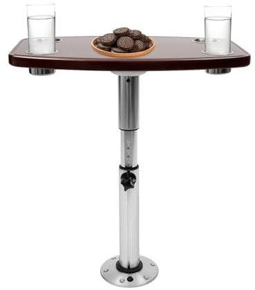 Gqouur Wohnmobiltische Massivholz Tischplatte mit 4 Becherhaltern Teleskopisch Boot RV Wohnmobil-Bootstisch 55.5-70.5cm höhenverstellbare für Wohnmobile Boote Wohnwagen Vans 60×38×3cm