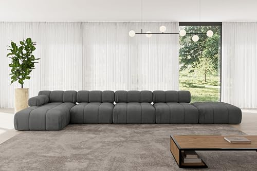 ALTDECOR Modulares Sofa Ecksofa in L-Form Corner modular Sofa Eckcouch Couch Wohnlandschaft Cauchsofa Polstersofa Lizur-L3-475x160x70 cm Dunkelgrau