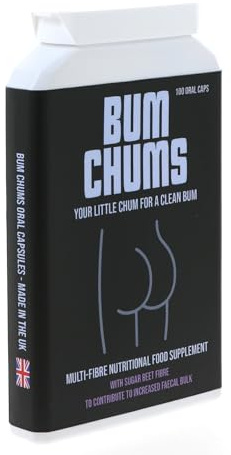 Bum Chums 100 Caps - Multi-Fibre Cleanliness Supplement with Sugar Beet