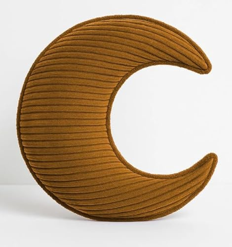 chilly pilley® Dekorative Kissen aus Cord – Mond, Herz & Wolke – Weiche Cordstoff Kuschelkissen für Kinderzimmer, Sofa & Bett – Zierkissen (Honig, Mond)