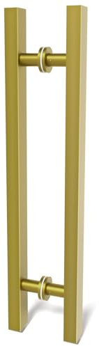 LVYIHAN 60cm Titanium Gold Square Barn Door Pull Handle Double Sided | Heavy Duty 304 Stainless Steel, 40 cm Hole Spacing, Fits 2 cm-5 cm Thick Barn, Front Entry, Sliding & Exterior Doors