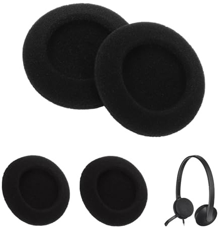 TNSLAND 2 Paare Kopfhörer Ohrpolster für Logitech Schaumstoff Polster Headphone Earpads Kopfhörer Schutzüberzug Ersatz Headset Ohrpolster Passend für Logitech H390 H330 H340 H600 H609 H760,5cm Schwarz