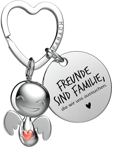 FABACH Beste Freundin Schutzengel Schlüsselanhänger mit Herz und Gravur – Engel Glücksbringer mit Botschaft – Geschenk für Freundinnen