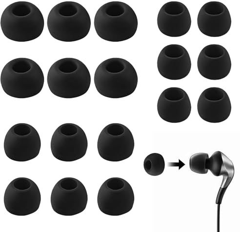 Funalix 9 Paar Silikon Ersatz Ohrstöpsel, Kopfhörer Stöpsel & Aufsatz In-Ear Gummi, Weiche Ohrpolster Kompatibel mit Den Meisten In-Ear Kopfhörern(Schwarz S/M/L)