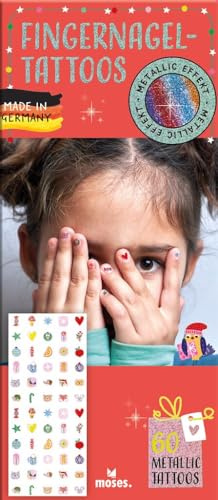 moses. Fingernagel-Tattoos metallic – 60 Mini-Nagel-Tattoos mit Weihnachtsmotiven, süße Nagel-Verzierungen für Kinder, Made in Germany