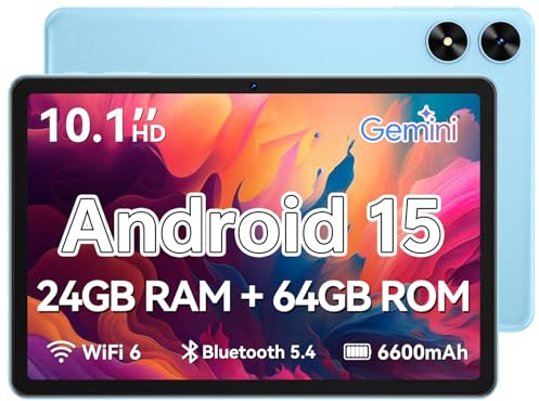 SHARECLOUD Tablet 10.1 inch, Android Tablet with Case, Blue | 24GB RAM + 64GB ROM 1 TB Expandable, 1280x800 HD IPS Touch Screen, 6600mAh Battery, WiFi 6, BT 5.4, Dual Camera