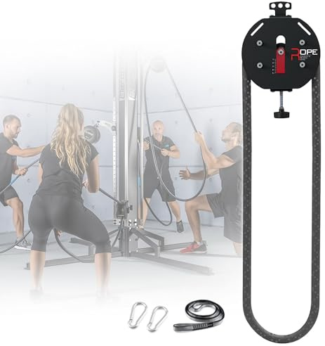 Entraîneur à Corde Sans Fin, Système de Poulie à Câble Portable, Corde en Nylon de Qualité Supérieure de 4 M, Résistance Réglable, Utilisé pour Les Exercices de Préhension, de Bras, de Dos Red