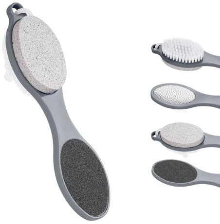 4 in 1 Foot File and Callus Remover, Pedicure Feet File for Hard Skin, Feet Scrubber Brush Pumice Stone, Foot Care Tools for Removing Dead Skin, Wet & Dry Feet, Calluses & Cracked Heels, Bath, Salon