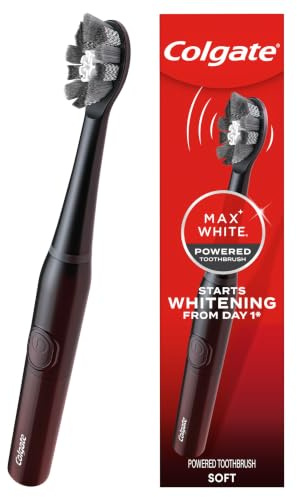 Colgate Max White Advanced Battery Soft Bristle Toothbrush for Adults | Sonic Whitening Battery Powered Toothbrush with 2-Minute Timer, Starts Whitening from Day 1, Polishing Cup, 2 Brushing Modes