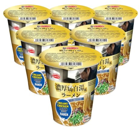 Acecook Creamy Chicken Paitan Ramen Cup Noodles, Authentic Japanese Instant Ramen, Creamy Chicken Broth, Ready in 3 Minutes, 73g Per Cup, Pack of 6