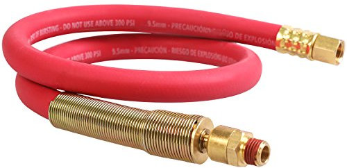 WYNNsky Rubber Lead-in Air Trousers, 3/8 x 30 (1/4 in. MNPT Ball Swivel x 1/4 in. FNPT Ends), 300 PSI, Red Heavy Duty Air Compressor Lead-in Trousers