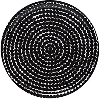 Marimekko - Tablett - Räsymatto - Weiß-Schwarz - D 31 cm